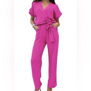 Vibrant Pink Jumpsuit with Belt